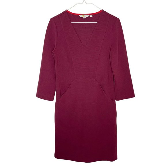 Boden | Bronte Ottoman Ribbed Jersey Dress in Ruby Ring - Picture 3 of 8